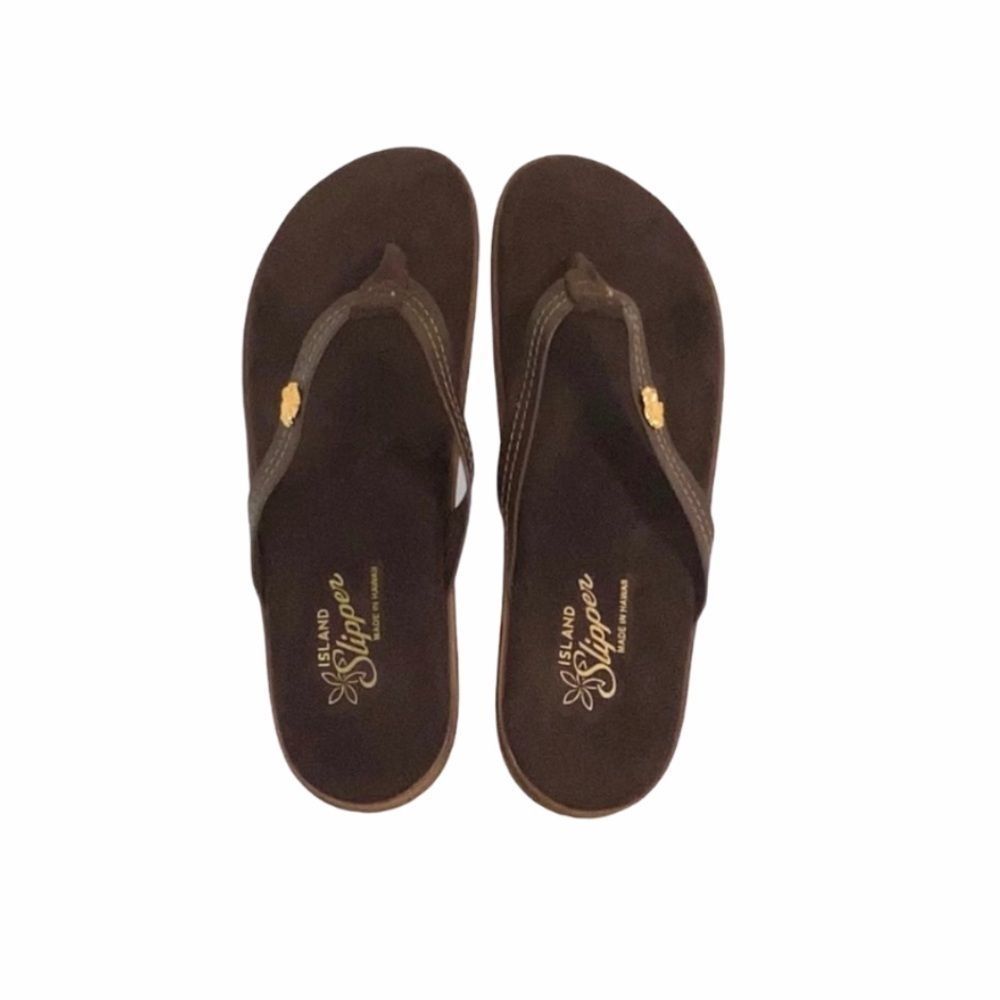 Leather Thong Flat with Hibiscus size 11 (EUC)